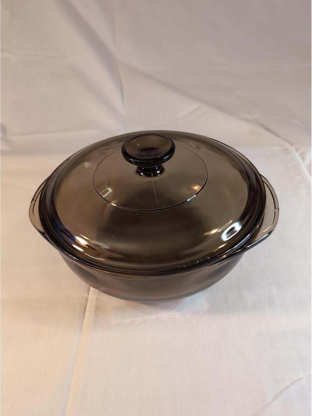 Vintage Pyrex 1.5 L Amber Glass Round Casserole Baking Dish 024 With 2 1/2 Lid